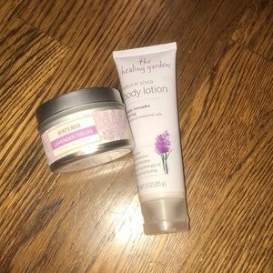 lavender body lotion and lavender candle